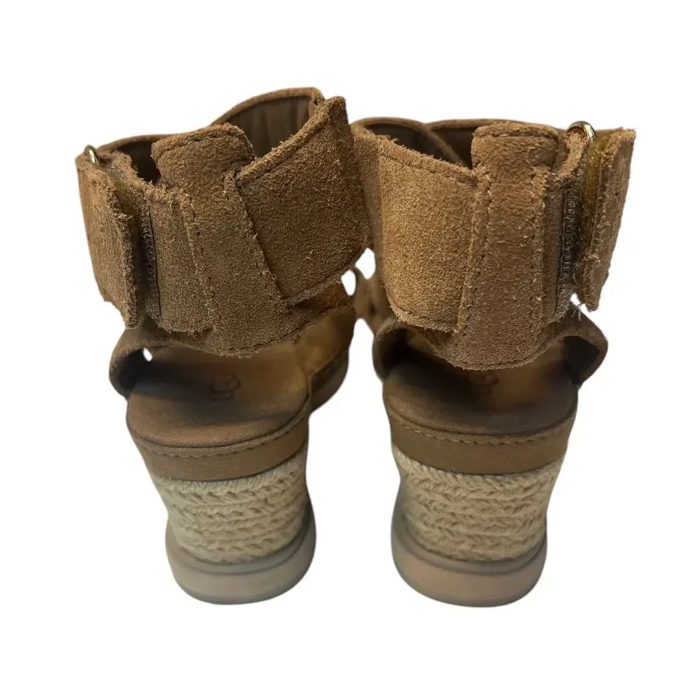 UGG Women's Ileana Ankle Wedge Sandals Chestnut Size 6